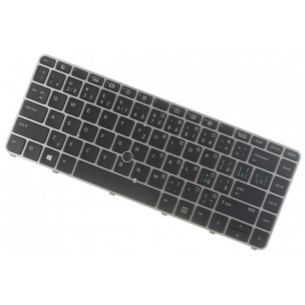 HP ProBook 740 G3 tastatură pentru notebook-ul CZ/SK Cadru argintiu, iluminat din spate, Trackpoint