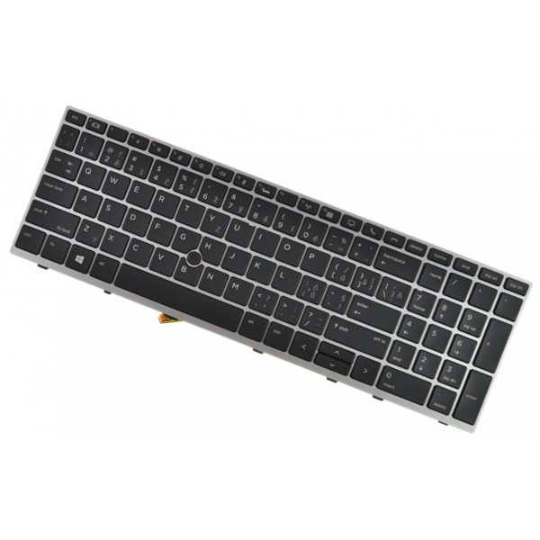 HP ZBook 15u G5 tastatură pentru notebook-ul CZ/SK Cadru argintiu, iluminat din spate, Trackpoint