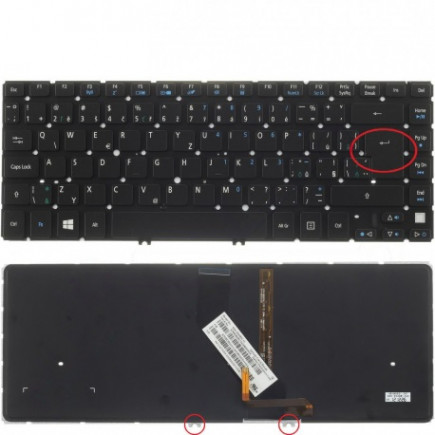 Acer Aspire V5-431 tastatură pentru notebook, fără ramă, negru CZ/SK, cu iluminare din spate