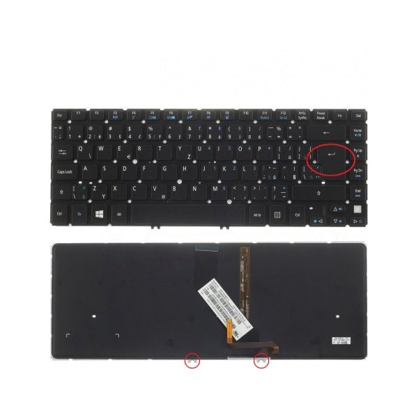 Acer Aspire V5-431 tastatură pentru notebook, fără ramă, negru CZ/SK, cu iluminare din spate